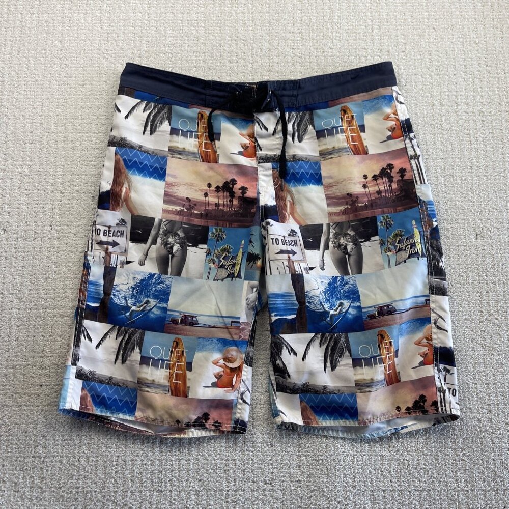 Y2K Island Haze Board Short Swim Trunks California Graphic AOP Beach Sz XL